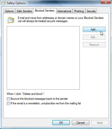 Bounce Email Windows Live Mail