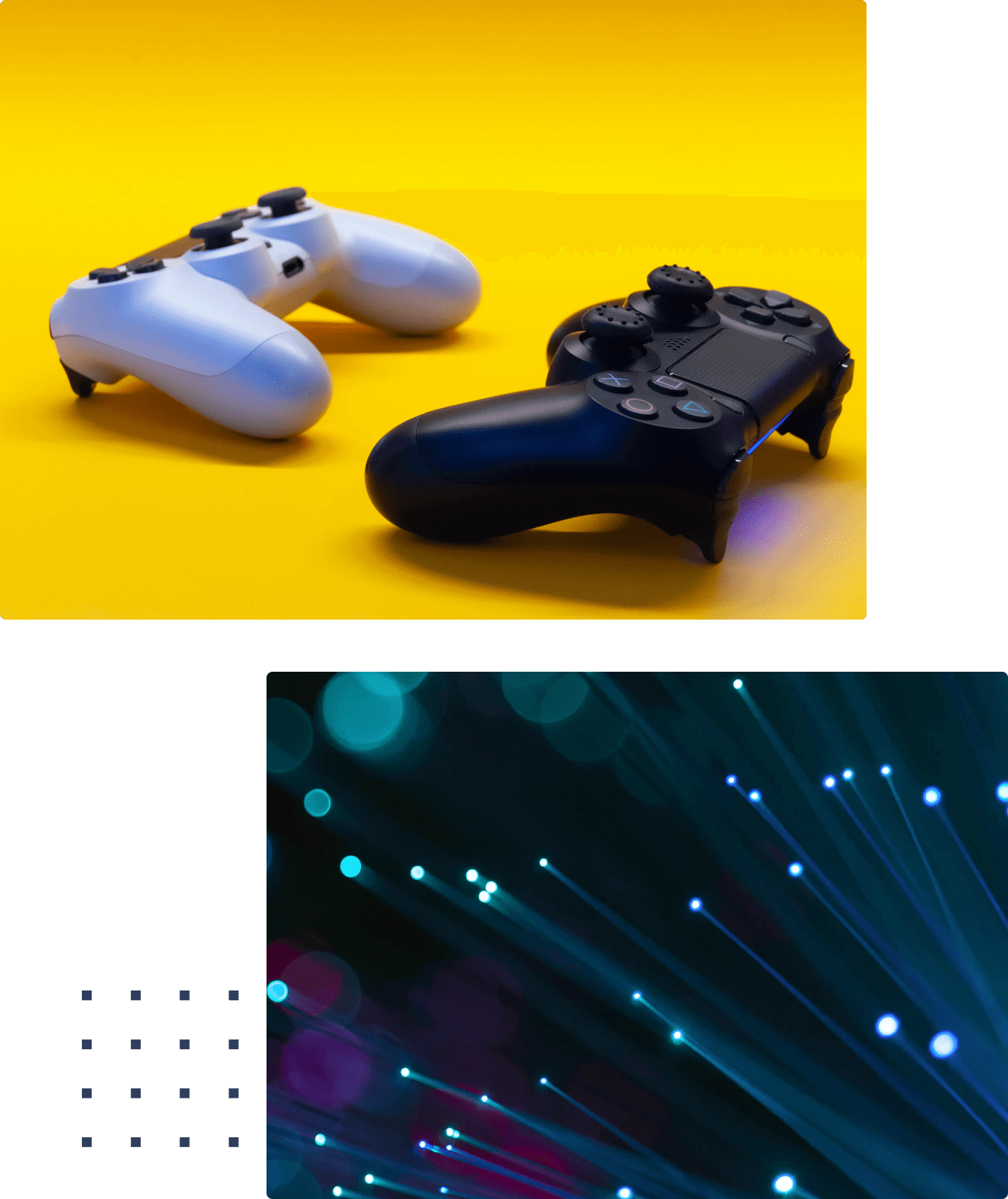 Video game controllers and fiber optics