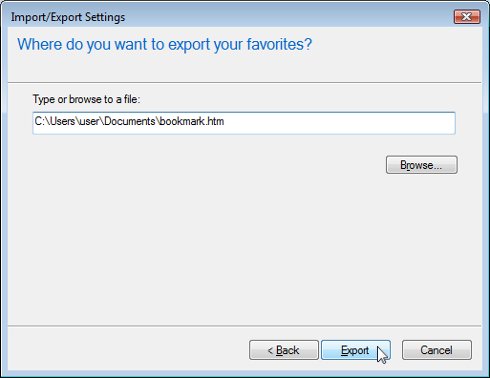 Web Browser Support Importing And Exporting Favorites Bookmarks Ptd Navigate to your h:/documents server folder to save bookmarks to your server share and then import them to. exporting favorites bookmarks